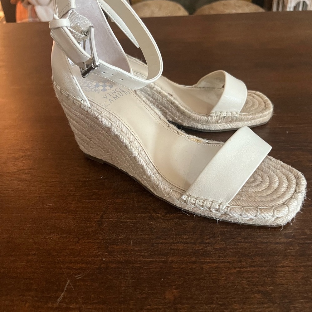 Vince Camuto Cream Wedge Sandals